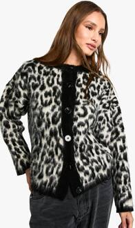 Leopard Print Cardigan, Cream - S/M