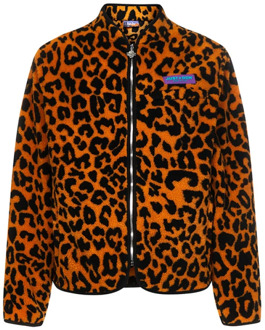 Leopard Print Fleece Jacket Just DON , Multicolor , Heren - Xl,L,M