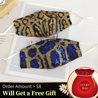 Leopard Print Sequined Masks for Face Fashion Glitter Crystal Masquerade Jewellry Mask for Nightclub Dance Party Cosplay