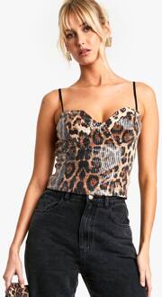 Leopard Sequin Korset, Brown - 38