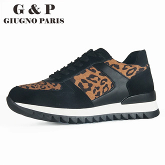 Leopard sneakers platform flats women fashion shoes casual outdoor shoes comfortable new sneakers autumn with leather insole