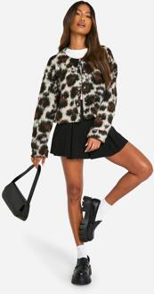 Leopard Wool Look Bomber Jacket, Leopard - 40