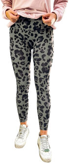 Leopardprint Hoge Taille Leggings Salie Groen