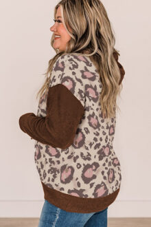 Leopardprint Sweatshirt Hoodie - maat 4XL Roségoud