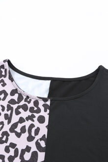 Leopardprint T-shirt met Halve Mouwen Zwart