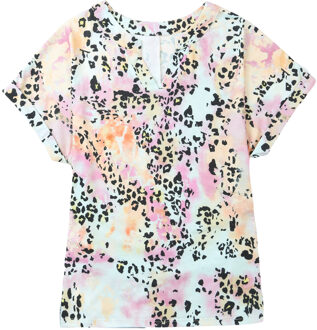 Leopardprint Tiedye Top Perzik