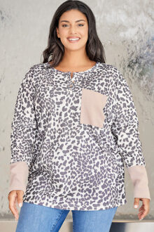 Leopardprint Wafelbrei Top Wit