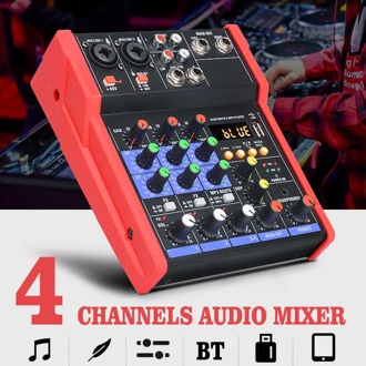 Leory 4 Kanaals Draagbare Audio Mixer Karaoke Spelers Bluetooth Usb Dj Sound Mixing Console MP3 Jack 48V Versterker Voor ktv Party