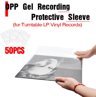 LEORY 50PCS OPP gel record protective cover for turntable player LP vinyl record self-adhesive record bag 12" 32.3cm * 32cm