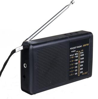 Leory Draagbare Retro Mini Fm/Fm Radio Speaker Dual Antenne Muziekspeler 3.5Mm Jack 88-108Mhz fm 530-1600Khz Voor Aa Batterys zwart