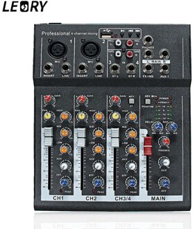LEORY Mini Draagbare 4 Kanalen Professionele DJ Audio Karaoke Mixing Console Met USB 48V Power Metal Digitale DJ Geluid mixer