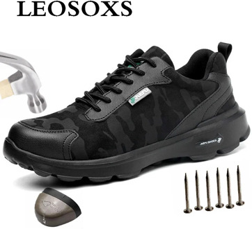 LEOSOXS 2020 Men's Outdoor Mesh Light Breathable Safety Sneakers Plus Size Men and Women Casual Construction Shoes Big Size 48