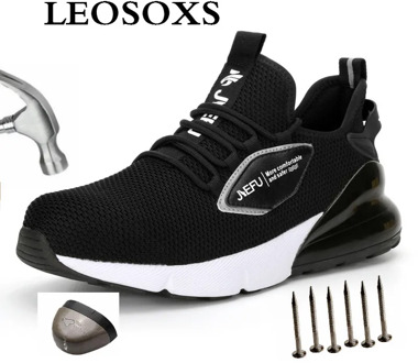 LEOSOXS 2020 Men's Outdoor Mesh light Breathable Safety Sneakers Steel Toe Anti-smashing Puncture-Proof Shoes Free shipping