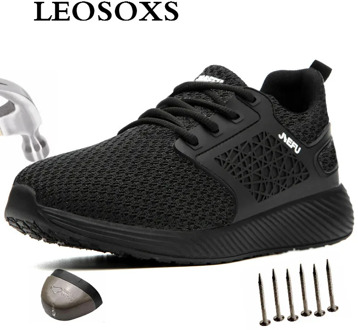LEOSOXS Air Mesh Work Safety Boots Men Steel Mid Sole Anti-static Ultra-light Soft Bottom Casual Protective Shoes Free Shipping