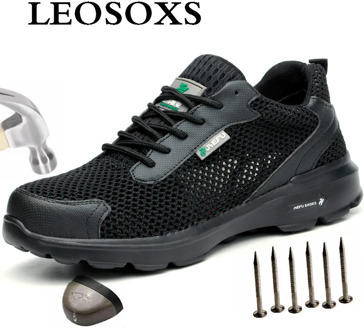 LEOSOXS Breathable Mesh Work Shoes Steel Toe Anti-smashing Protective Shoes Summer Deodorant Non-slip Sneakers Free Shipping