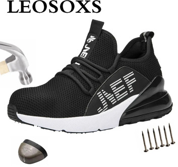 LEOSOXS Breathable Safety Shoes Steel Toe Anti-smashing Steel Toe Cap Plus Size Men and Women Comfort Mesh Sneakers Dropshipping