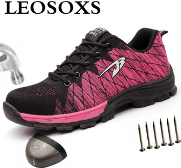 LEOSOXS Indestructible Men and Women Steel Toe Cap Work Safety Shoes Breathable Mesh Anti-static New Mesh Sneakers Big Size 48
