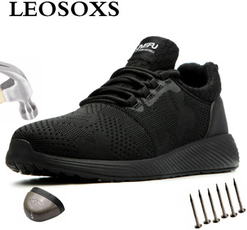 LEOSOXS Men Safety Shoes Boots Breathable Work Shoes Air Mesh Comfort Non-slip Big Size Puncture-Proof Boots Free Shipping