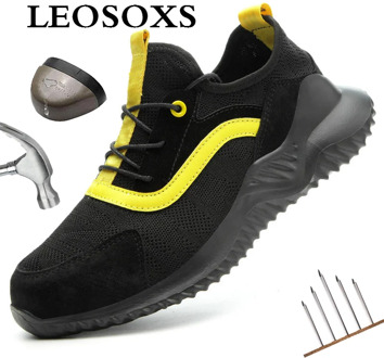 LEOSOXS Men Safety Shoes Boots Breathable Work Shoes Steel Toe Anti-smashing Lightweight Breathable New Sneakers Free Shipping