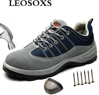 LEOSOXS Men Steel Nose Safety Work Shoes Steel Toe Indestructible Puncture-Proof Boots Outdoor Working Sneakers Free shipping
