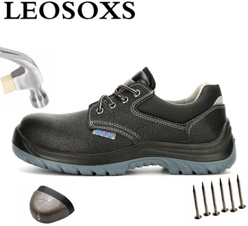 LEOSOXS Safety Work Boots Shoes for Men Casual Protective Genuine Leather Lightweight Indestructible Short Boots Free Shipping