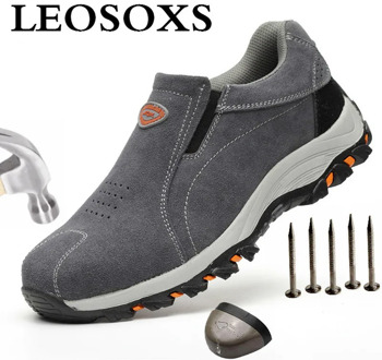 LEOSOXS Safety Work Shoes For Men Steel Toe Cap Anti-smashing Working Boots All Season New Design Non-slip Sneakers Dropshipping
