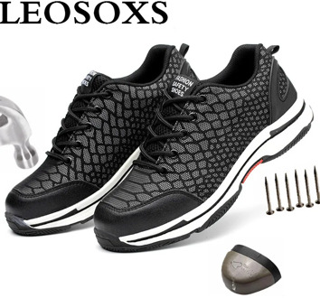 LEOSOXS Work Safety Shoes Men Anti-slippery Work Boots Puncture-Proof Anti-smashing Comfort Breathable Sneakers Dropshipping