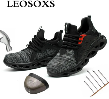 Leoxose Men Light Sneaker Indestructible Steel Toe Soft Anti-piercing Work Boots Men Shoes New Breathable Mesh Safety Shoes