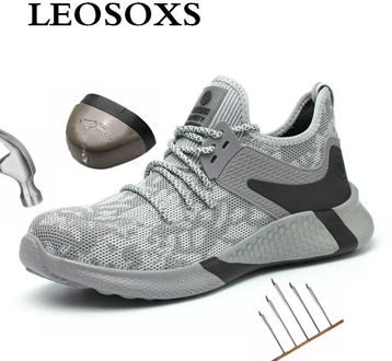 Leoxose Men's Outdoor Breathable Mesh Steel Toe Anti Smashing Safety Shoes Steel Toe Cap Plus Size ProtectiveShoes Free Shipping