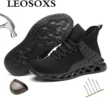 Leoxose Men's Steel Toe Work Safety Shoes Steel Toe Cap Safety Protective Shoes New Design Short Boots Construction Shoes Casual