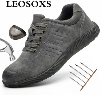 LeoxoseWaterproof Winter Men Boots with Fur Warm Snow Women Boots Men Work Casual Shoes Sneakers Puncture-Proof Boots Protective