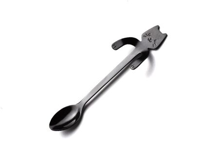 Lepel Leuke Kat Koffie Lepel Roestvrij Creatieve Kat Lepel Theelepel Dessert Snack Scoop Ijs Servies Thuis Keuken Gadget 01 zwart