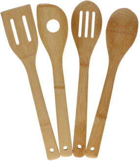 Lepels en spatel set - 4-delig - bamboe hout - keukengerei
