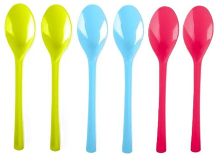 Lepels - kunststof - 12x - herbruikbaar plastic - 19 cm - BBQ / Verjaardag / Camping / Party