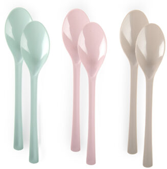 Lepels van kunststof - 48x - herbruikbaar plastic - 19 cm - BBQ / Verjaardag / Camping / Party