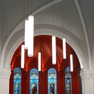 Lepo hanglamp enkel DALI 17W 840 68,5cm opaalwit, zilver