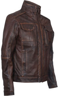 Leren Biker Distressed motorjas Bruin - 2XL