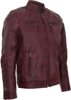 Leren biker racejack met rits Bourgogne - L