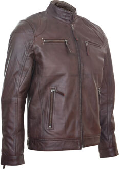 Leren biker racejack met rits - maat 5XL Bruin