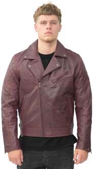 Leren bikerjack met kruisrits voor heren - Gibraltar - maat 4XL Bourgogne