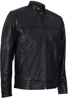 Leren bikerjack met mandarijnkraag Zwart - S