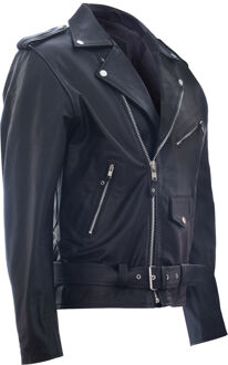 Leren Brando Biker Rock motorjas van leer - maat 6XL Zwart