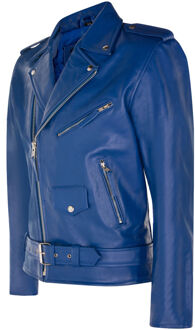 Leren Brando Biker Rock motorjas van leer - maat S Blauw