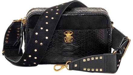 Leren crossbody met slagenmotief Lilly  zwart - One Size,