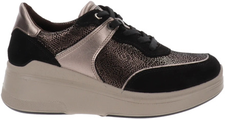 Leren Dames Sneakers met Vetersluiting Igi&Co , Black , Dames - 37 Eu,39 Eu,40 Eu,38 EU