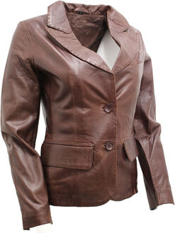 Leren damesblazerjack met 2 knopen - Newport Bruin - EU 50 / UK 22