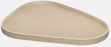 leren dienblad organisch croco L beige