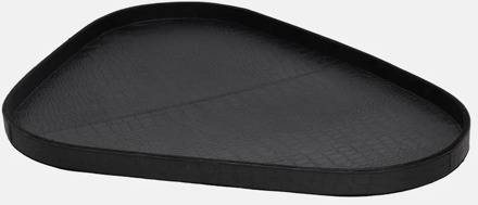 leren dienblad organisch croco L black Zwart