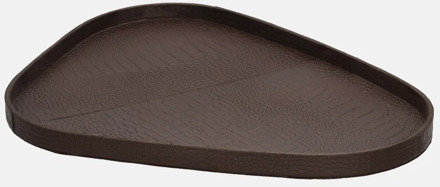 leren dienblad organisch croco L donkerbruin