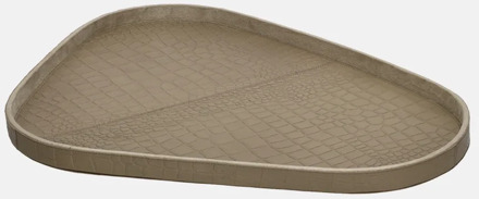 leren dienblad organisch croco L taupe